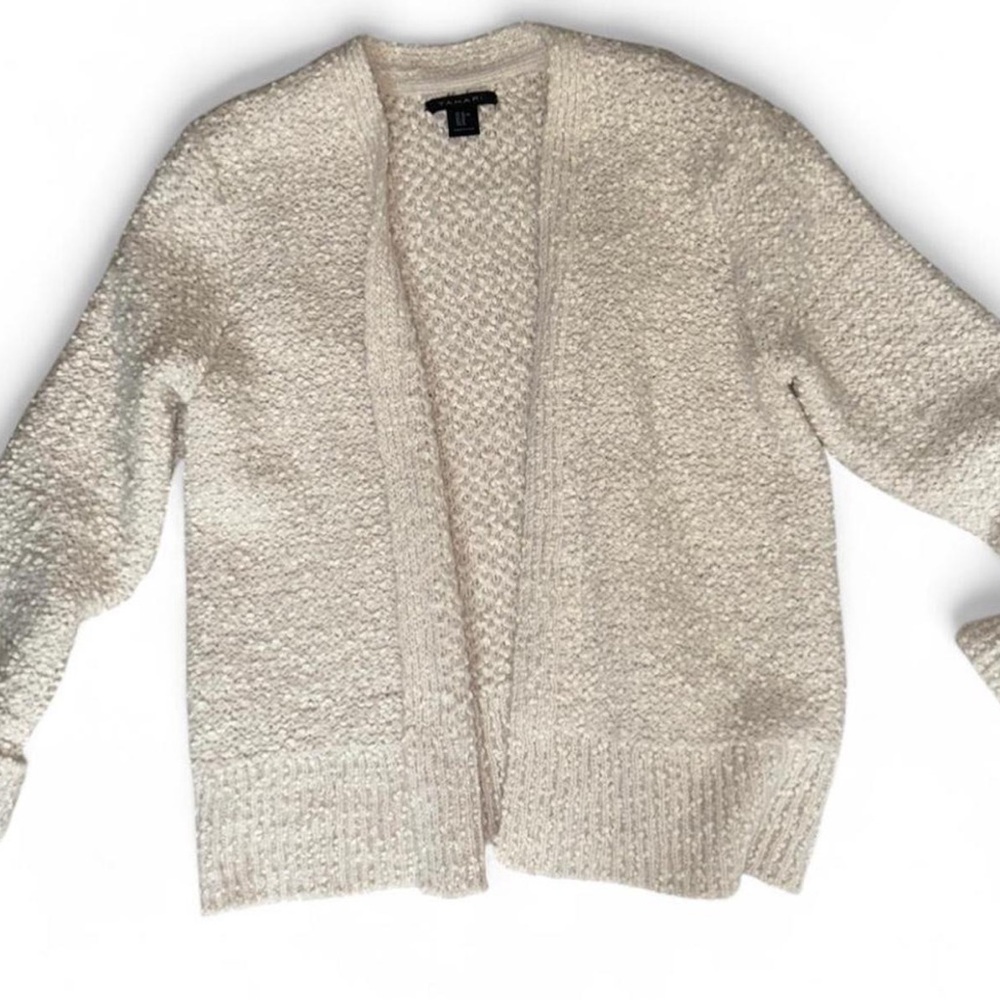 Tahari Cream Textured Cardigan